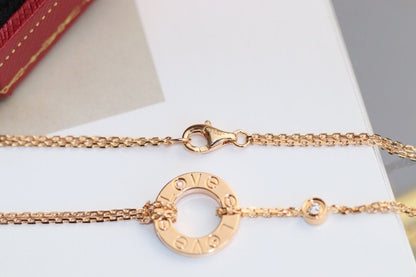 [Moco]LOVE NECKLACE ADJUSTABLE ROSE GOLD 2 DIAMOND