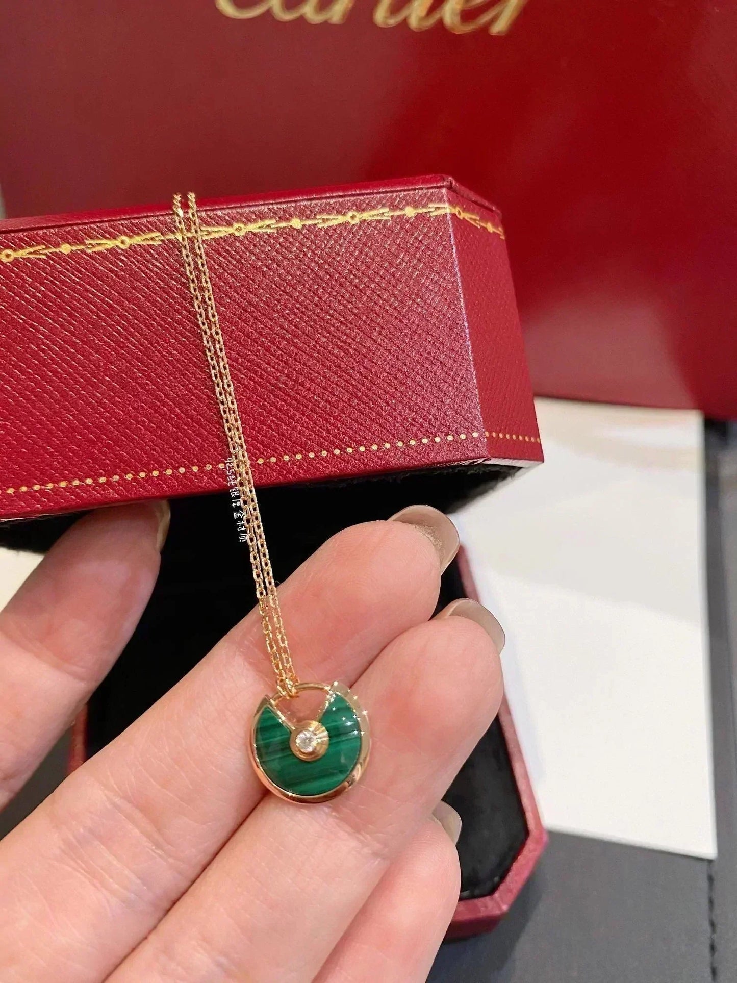 [Moco]AMULETTE ROSE GOLD MALACHITE NECKLACE