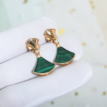 [Moco]DREAM MALACHITE PINK GOLD EARRINGS