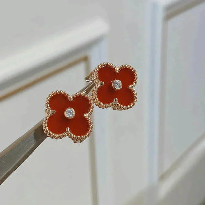 [Moco]CLOVER MEDIUM 1 MOTIFS CARNELIAN DIAMOND Ohrringe