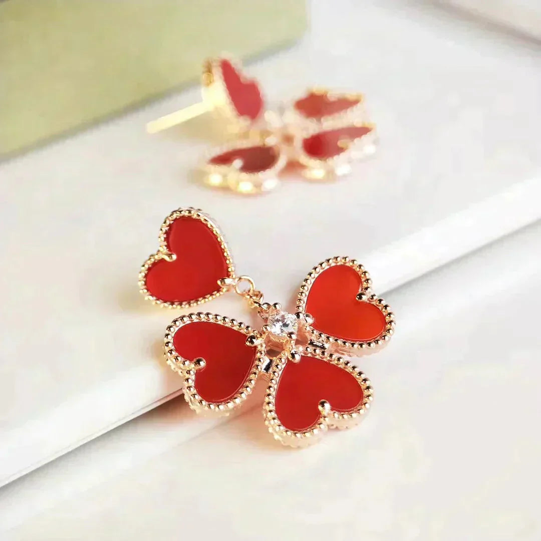 [Moco]SWEET CLOVER CARNELIAN EARRINGS