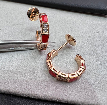 [Moco]SERPENTI CARNELIAN PINK GOLD EARRINGS