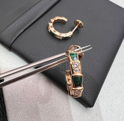 [Moco]SERPENTI MALACHITE PINK GOLD EARRINGS