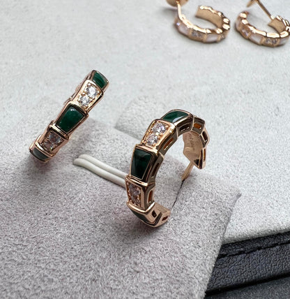 [Moco]SERPENTI MALACHITE PINK GOLD EARRINGS