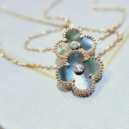 [Moco]CLOVER 15MM DIAMOND AND MOTHER-OF-GREY NECKLACE