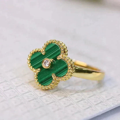 [Moco]CLOVER MALACHIT RING GOLD DIAMANT