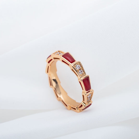 [Moco]SERPENTI RING ROTGOLD KARNEOL DIAMANT 3MM