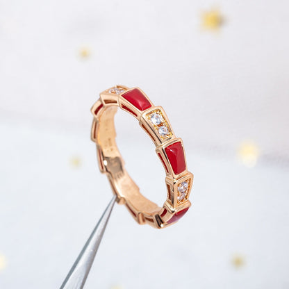 [Moco]SERPENTI RING ROTGOLD KARNEOL DIAMANT 3MM