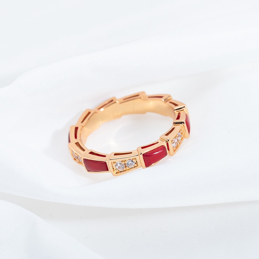 [Moco]SERPENTI RING ROTGOLD KARNEOL DIAMANT 3MM