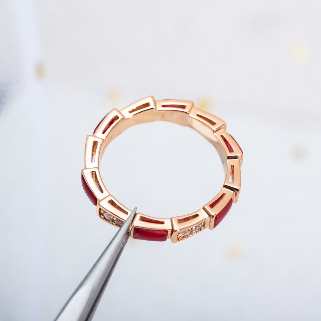 [Moco]SERPENTI RING ROTGOLD KARNEOL DIAMANT 3MM