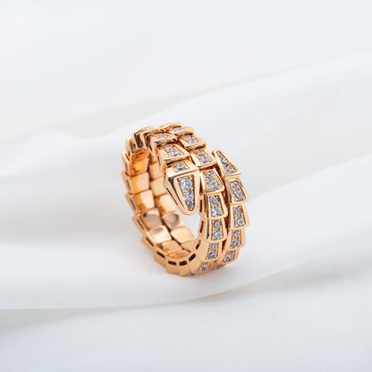 [Moco]SERPENTI RING ROTGOLD DIAMANT DOPPELREIHIG