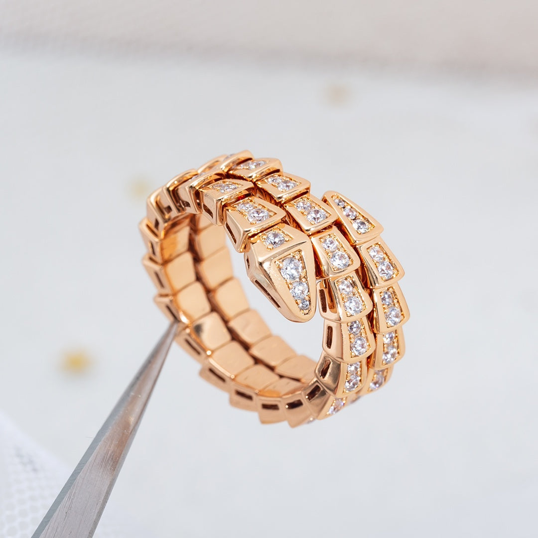 [Moco]SERPENTI RING ROTGOLD DIAMANT DOPPELREIHIG