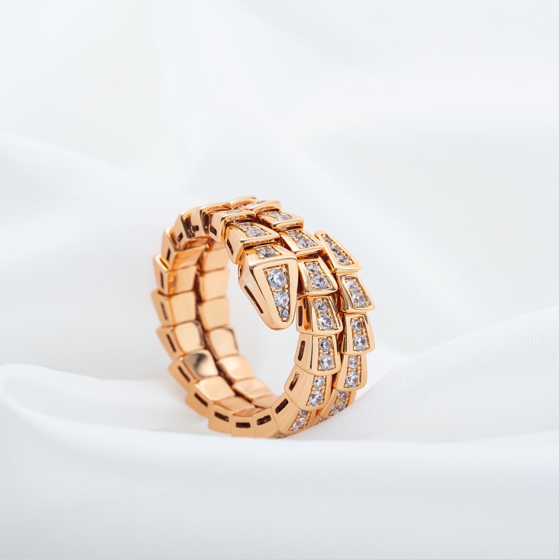 [Moco]SERPENTI RING ROTGOLD DIAMANT DOPPELREIHIG