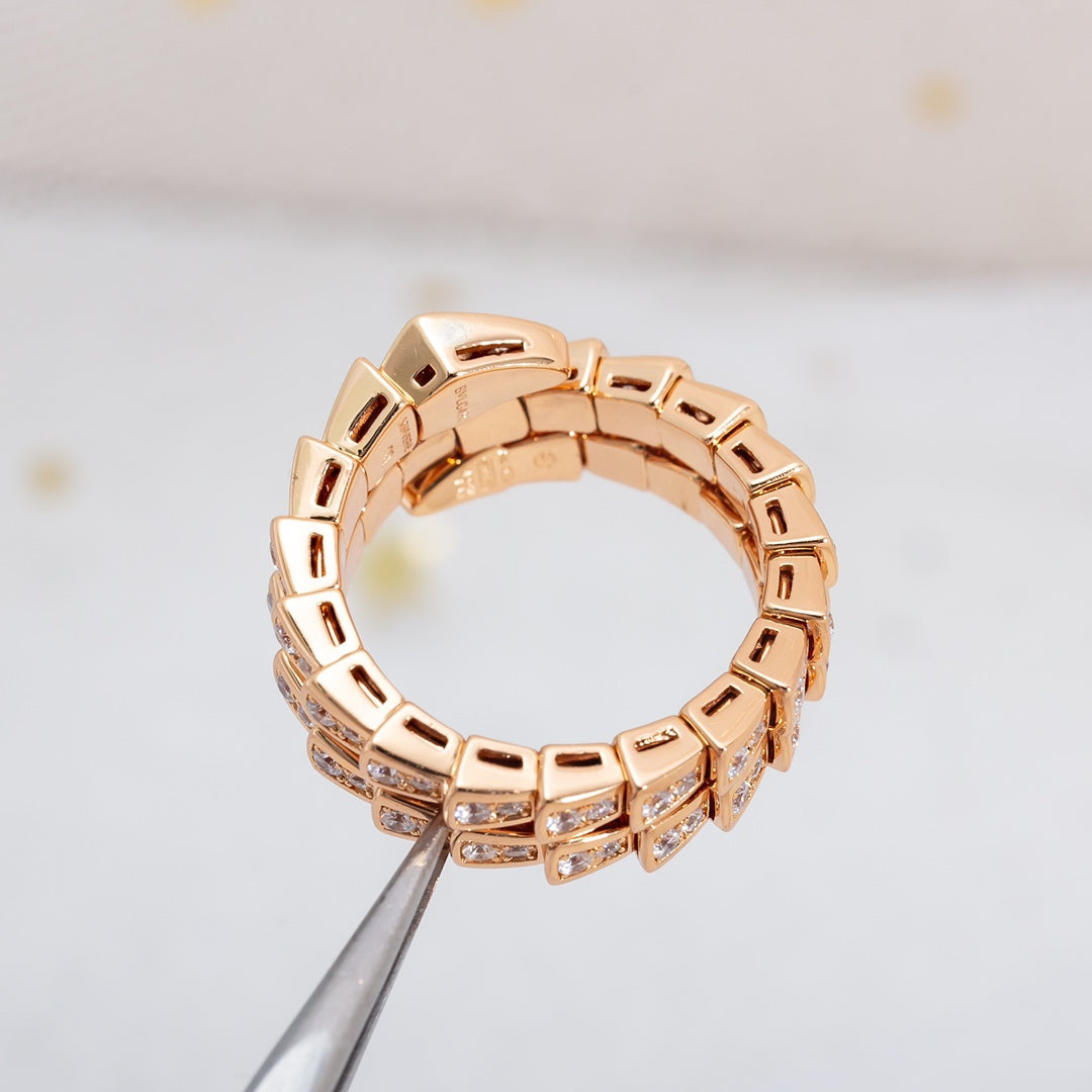 [Moco]SERPENTI RING ROTGOLD DIAMANT DOPPELREIHIG