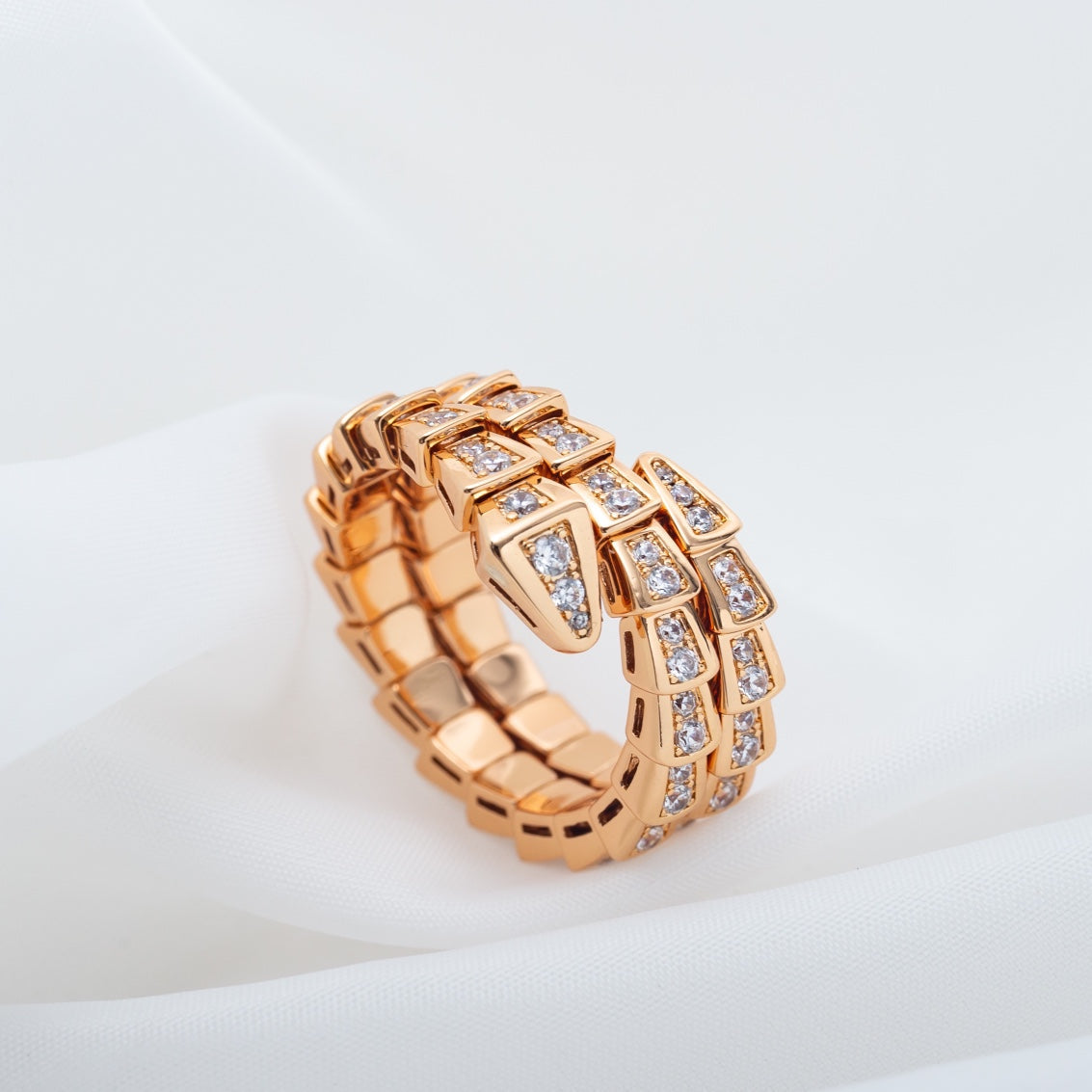 [Moco]SERPENTI RING ROTGOLD DIAMANT DOPPELREIHIG