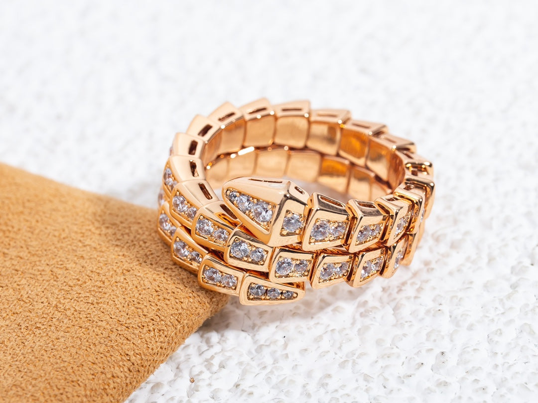 [Moco]SERPENTI RING ROTGOLD DIAMANT DOPPELREIHIG