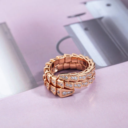 [Moco]SERPENTI RING ROTGOLD DIAMANT DOPPELREIHIG