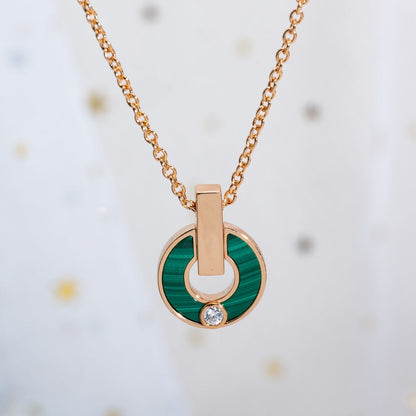 [Moco]GARI NECKLACE PINK GOLD MALACHITE