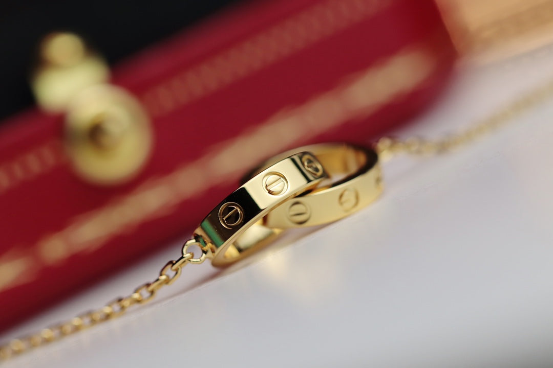 [Moco]LOVE NECKLACE DOUBLE RING GOLD