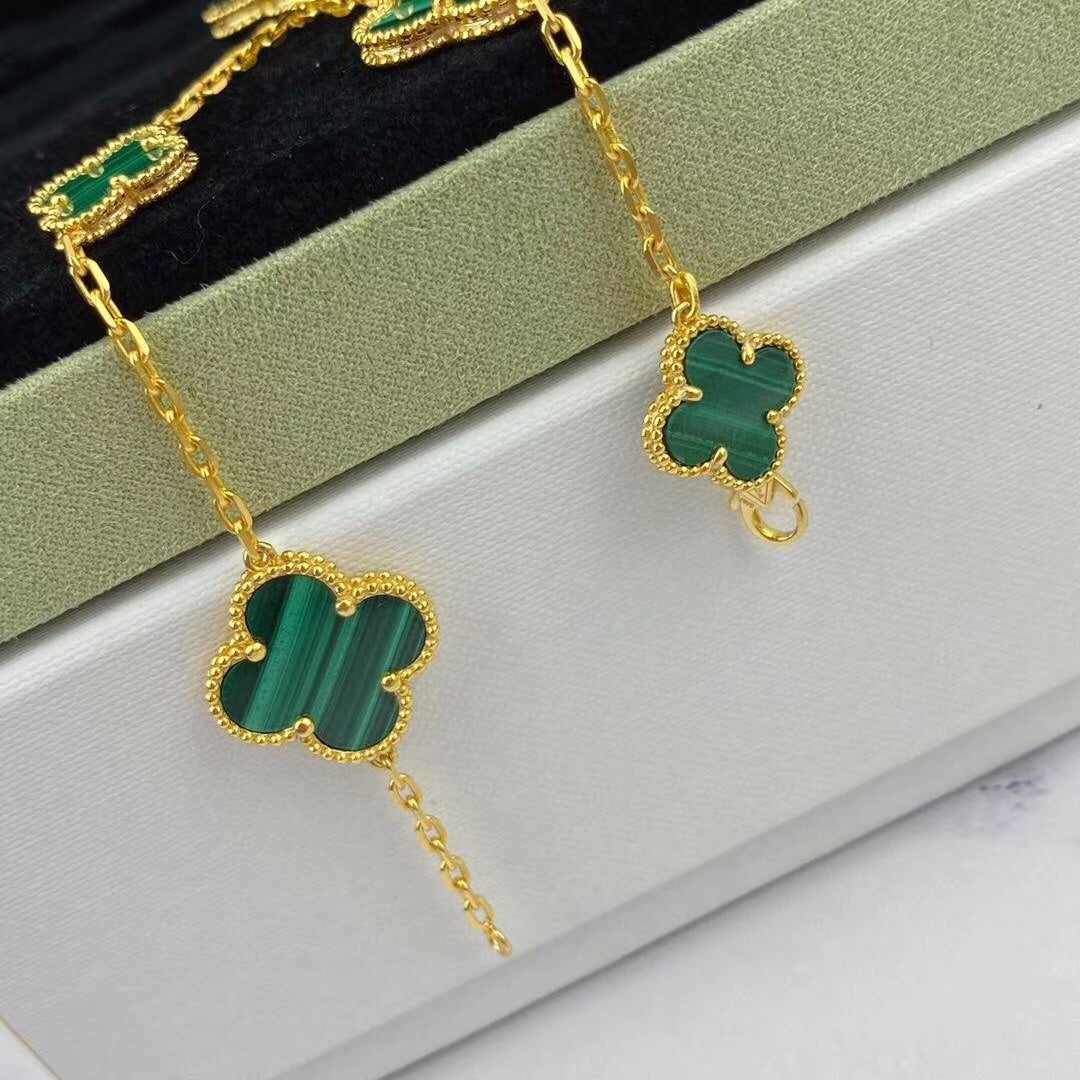 [Moco]MAGIC CLOVER MALACHITE GOLD BRACELET 5 MOTIFS