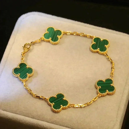 [Moco]CLOVER 5 MOTIFS MALACHITE BRACELET