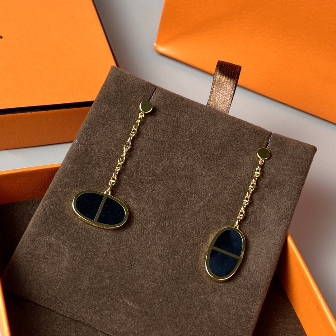 [Moco]CHAINE VERSO BLACK CERAMIC EARRINGS