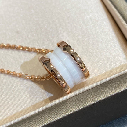 [Moco]ZERO 1 WHITE CERAMIC PINK GOLD NECKLACE