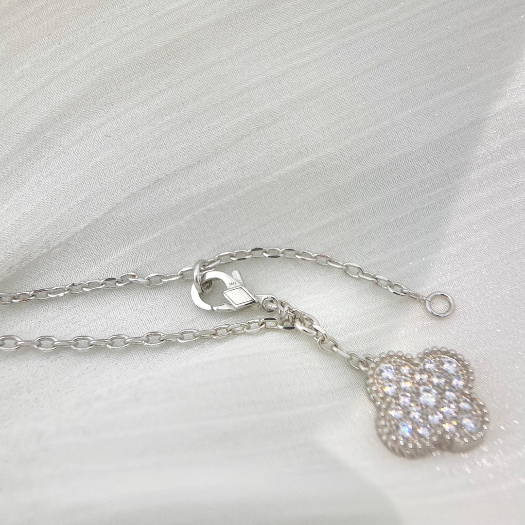 [Moco]CLOVER 5 MOTIFS SILVER DIAMONDS NECKLACE