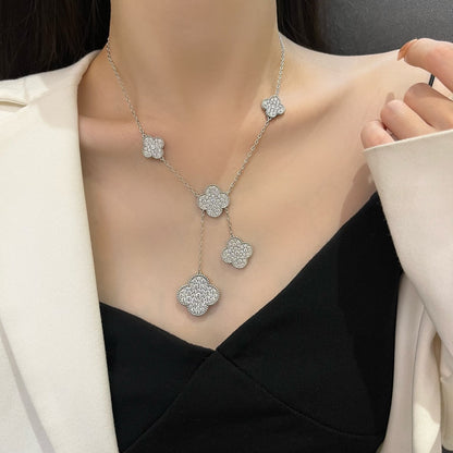 [Moco]CLOVER 5 MOTIFS SILVER DIAMONDS NECKLACE