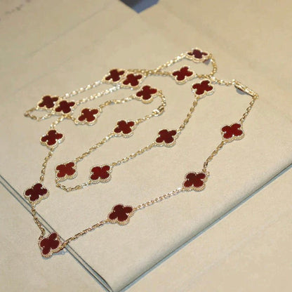 [Moco]CLOVER 20 MOTIFS CARNELIAN NECKLACE