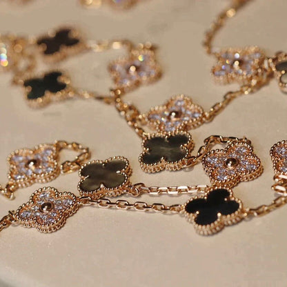 [Moco]CLOVER 20 MOTIFS DARK MOP DIAMOND  NECKLACE