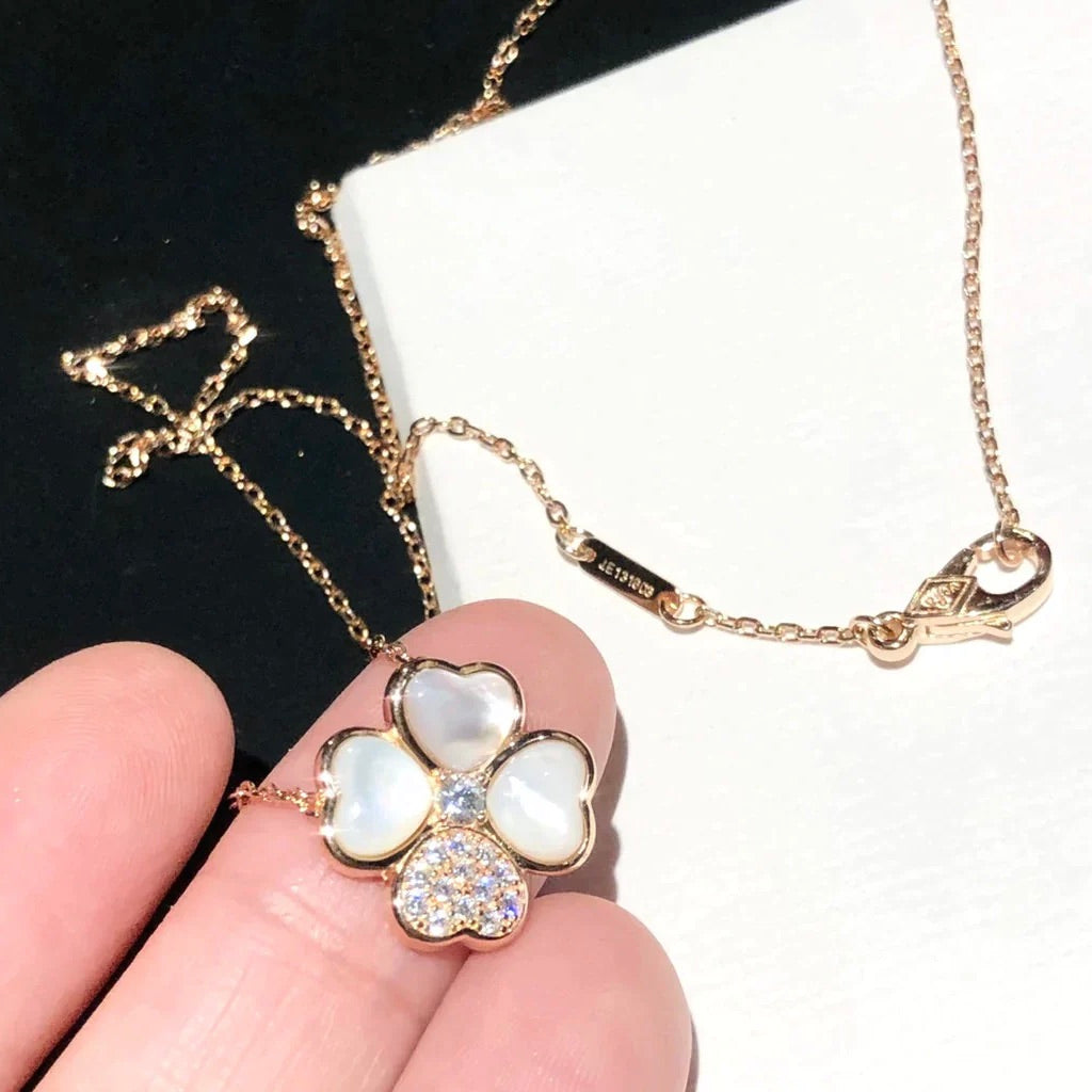 [Moco]CLOVER MOP DIAMOND ROSE GOLD NECKLACE