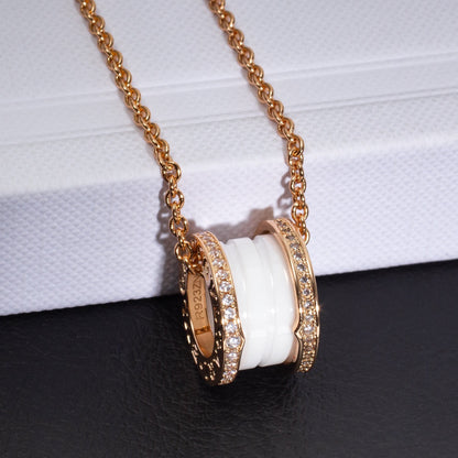 [Moco]ZERO 1 WHITE CERAMIC PINK GOLD DIAMOND NECKLACE