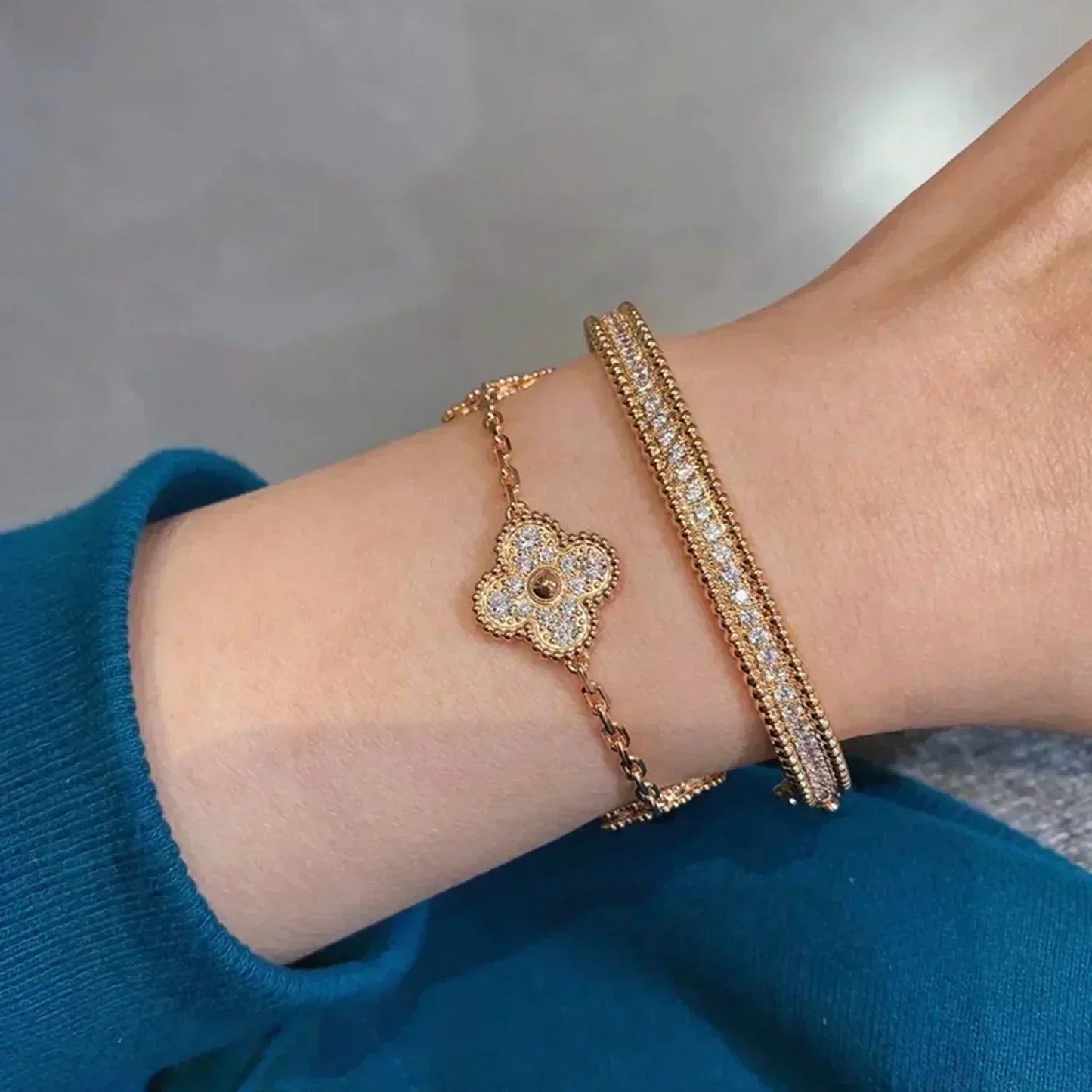 [Moco]CLOVER 5 MOTIFS  FULL DIAMOND BRACELET