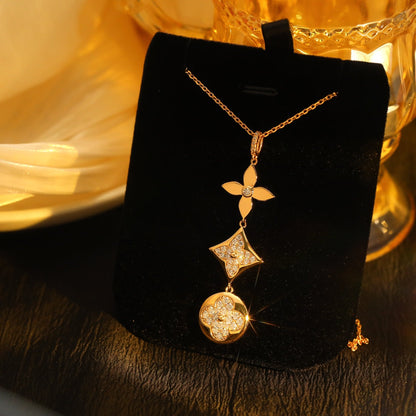 [Moco]STAR AND SUN DIAMOND PINK GOLD NECKLACE