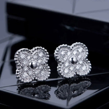 [Moco]CLOVER 1 MOTIFS DIAMANT OHRSTECKER SILBER