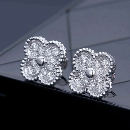 [Moco]CLOVER 1 MOTIFS DIAMANT OHRSTECKER SILBER