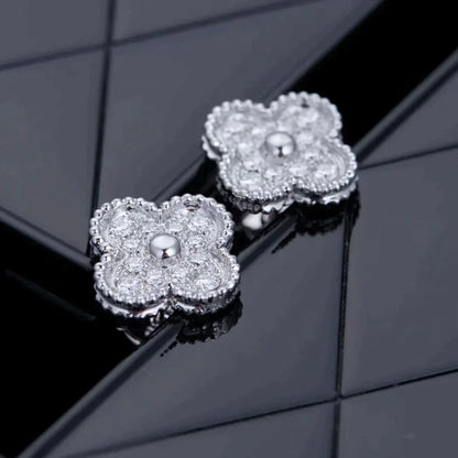 [Moco]CLOVER 1 MOTIFS DIAMANT OHRSTECKER SILBER