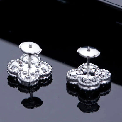 [Moco]CLOVER 1 MOTIFS DIAMANT OHRSTECKER SILBER