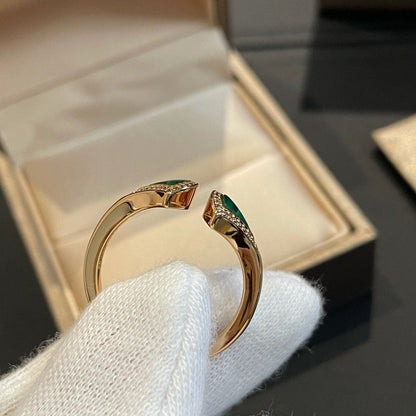 [Moco]DREAM MALACHITE DIAMOND OPEN RING