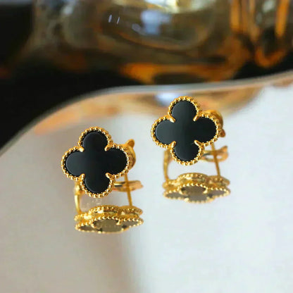 [Moco]CLOVER MEDIUM 1 MOTIFS  ONYX STUD EARRINGS