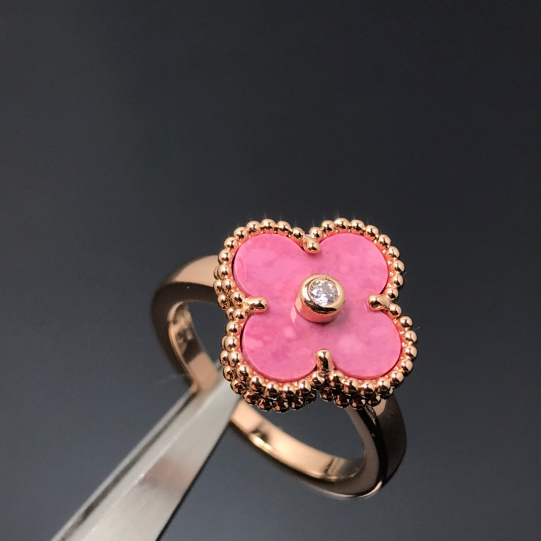 [Moco]CLOVER RHODONITE ROSE GOLD RING