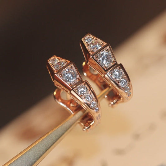 [Moco]SERPENT PINK GOLD DIAMOND EARRINGS