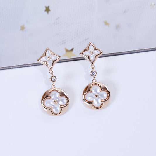 [Moco]STAR AND SUN PINK GOLD MOP DROP EARRINGS