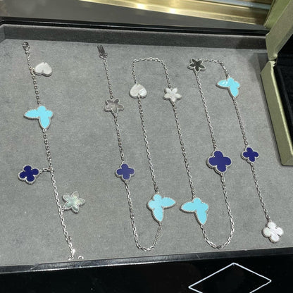 [Moco]LUCKY CLOVER SILVER 11 MOTIF NECKLACE