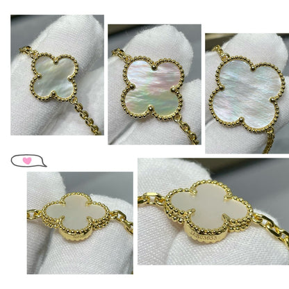 [Moco]CLOVER 16 MOTIF WHITE MOP GOLD NECKLACE