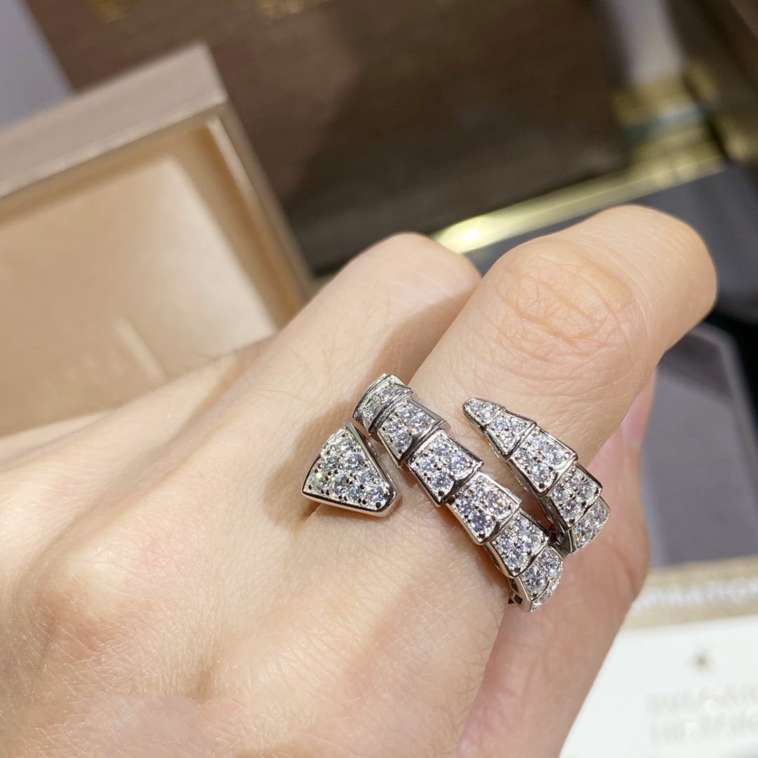 [Moco]SERPENTI DOUBLE RING SILVER DIAMOND PAVED