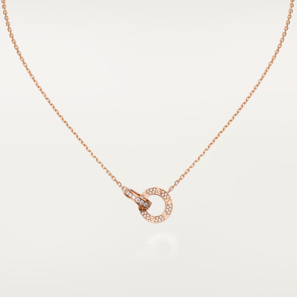 [Moco]LOVE 7,6 MM HALSKETTE ROSÉGOLD UND SILBER VOLLER DIAMANT