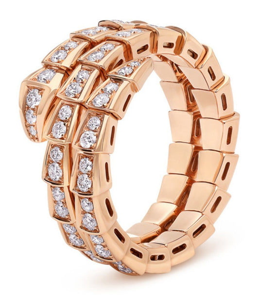 [Moco]SERPENTI RING ROTGOLD DIAMANT DOPPELREIHIG