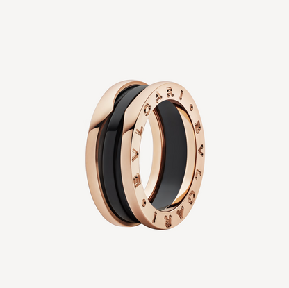 [Moco]ZERO 1 TWO-BAND LOOPS AND BLACK CERAMIC PINK GOLD RING